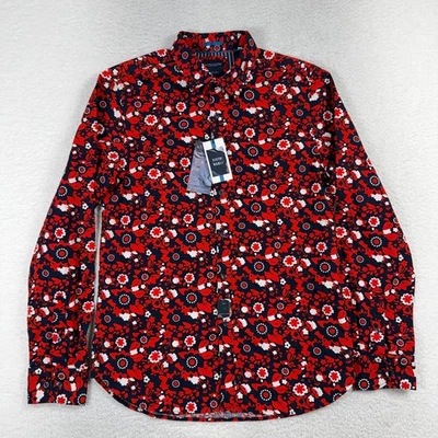 Denim & Flower Ricky Singh Red Micro Ditsy Floral Button Down Shirt Mens Med NWT - Image 1 of 4