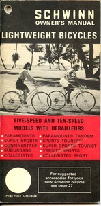 Vintage 1971 SCHWINN MANUALE D'USO 9471-B Biciclette leggere ~ Usato - Foto 1 di 5