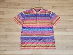 Robert Graham Polo Shirt Mens XL (Fits Like M/L) 100% Cotton Multicolor Stripes - Picture 1 of 12