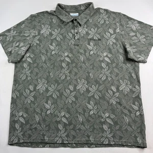 Columbia Mens XXL Green Floral Cotton Polyester Stretch Outdoor Polo - Picture 1 of 9