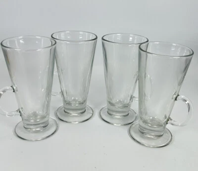 Ирландские кофейные кружки капучино латте чашки прозрачное стекло высота 6 дюймов набор из 4 - Изображение 1 из 4