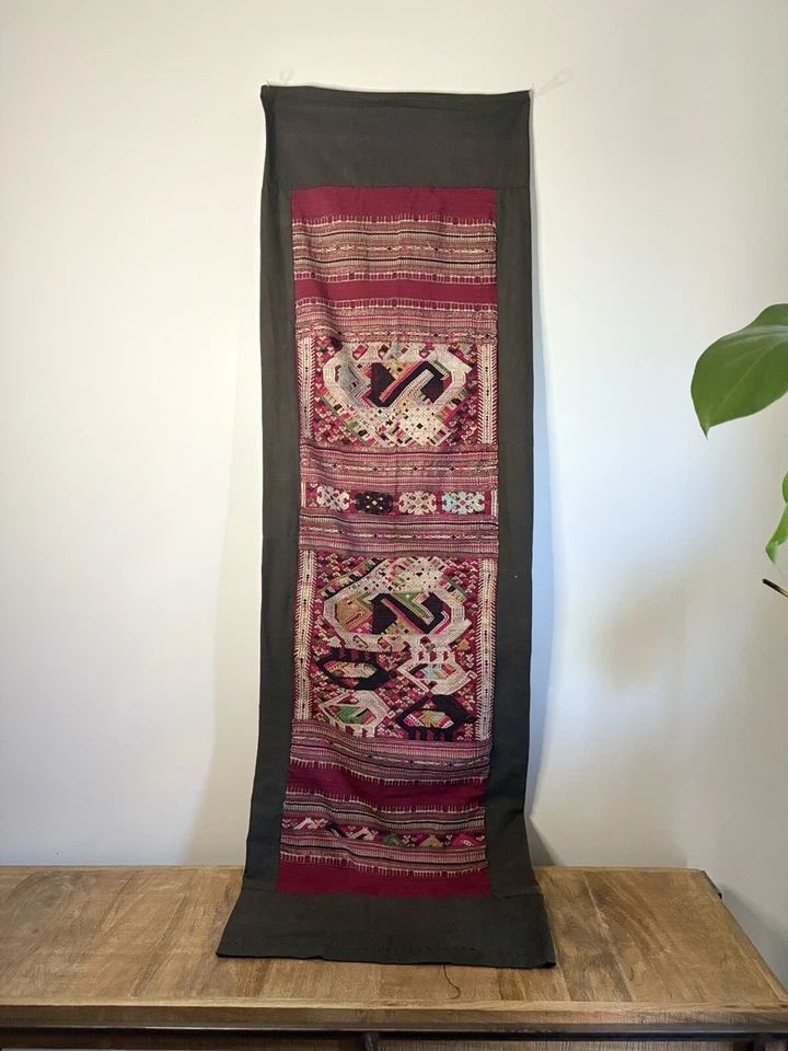 Pièce unique tissé à la main Chine textile motif tribal - Photo 1/4