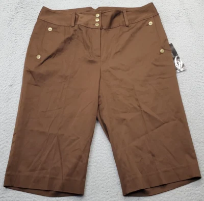 Bermudas Shorts Nine West Mujer Talla 14 Marrón Algodón Elástico Cintura Alta Cómodas Foto 1 de 4