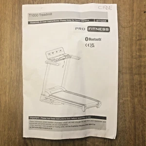 PRO FITNESS T1000 TREADMILL MODEL-JX-657SW ( ASSEMBLY & USER MANUAL FOR SALE ) - Picture 1 of 12
