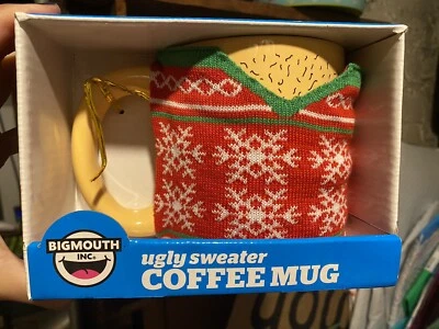 New Ugly Sweater Coffee Mug BigMouth Inc Christmas Xmas Hairy Belly 20oz - Image 1 of 4