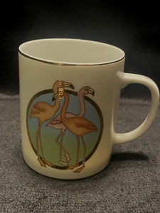 Vintage Flamingo Coffee Mug "Trio of Flamingos" by Norcrest made in Japan - Picture 1 of 8