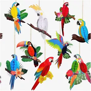 Tropical Paradise Honeycomb Paper Birds - Vibrant Luau Party Decorations for Rai - Picture 1 of 7