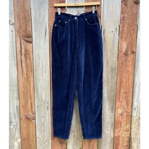 Vintage Kathy Ireland High Waisted Pants Blue Velvet Size 6 - Picture 1 of 3