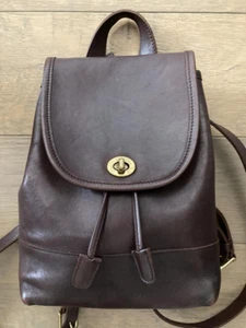Borsa zaino Coach 9960 vintage pelle marrone scuro chiusura girevole made in USA originale - Foto 1 di 12