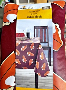Celebrate Harvest PEVA Tablecloth Pumpkin Pie 60" x 84" Rectangle Thanksgiving - Picture 1 of 2