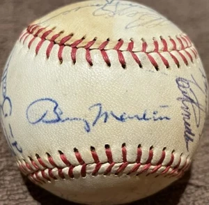 1979 Yankees team signed baseball Billy Martin Reggie Jackson Yogi Berra Hunter - Picture 1 of 5