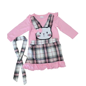 Girl's long-sleeved base shirt, skirt with straps, for spring and autumn. - Picture 1 of 5