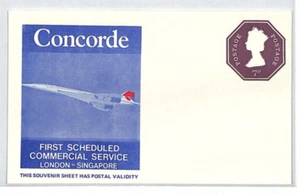 GB CONCORDE Cover First Flight Singapore 1977 POSTAL STATIONERY 7p MACHIN PG313 - Picture 1 of 12