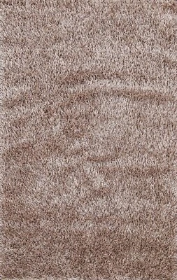 Champagne Plush Modern Shaggy Oriental Area Rug Hand-Tufted Foyer Carpet 5x7 ft - Image 1 of 4