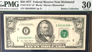 1977  $50 FEDERAL RESERVE *STAR* NOTE RICHMOND BANK, PMG30 VERY FINE   9087 - Picture 1 of 6