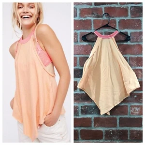 Free People Orange Twin Peaks Racerback Tee Size XS - Picture 1 of 5