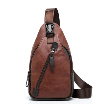 ON SALE!! Leather Chest Backpack Shoulder Pocket Pack Cross Body Sling Bum Bag - Image 1 of 4