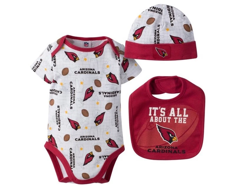NFL Arizona Cardinals Baby-Boy 3 Pc. Short Sleeve Bodysuit, Bib and Cap - Image 1 of 1