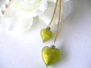Genuine Venetian Murano Heart Necklace..made in Italy....green - Picture 1 of 6