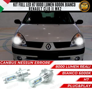 KIT FULL LED RENAULT CLIO II MK2 H7 ANABBAGLIANTI 6000K BIANCO 8000 LUMEN CANBUS - Picture 1 of 11