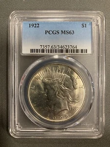 1922 Peace Silver Dollar - PCGS MS63 - Picture 1 of 2