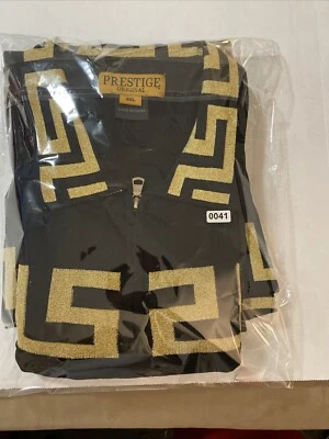 Camisa de golf Prestige negra y dorada con cuello dorado tejida original de lujo 4X�� Foto 1 de 4