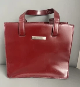 Vintage Boxy 90s Esprit Cherry Red Pantent Leather Shoulder Bag Purse - Picture 1 of 9