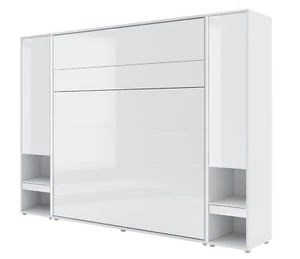 Łóżko ścienne BC Lenart Zestaw łóżek szafkowych Łóżko składane z 2 szafkami Led 180x200cm połysk - Zdjęcie 1 z 7
