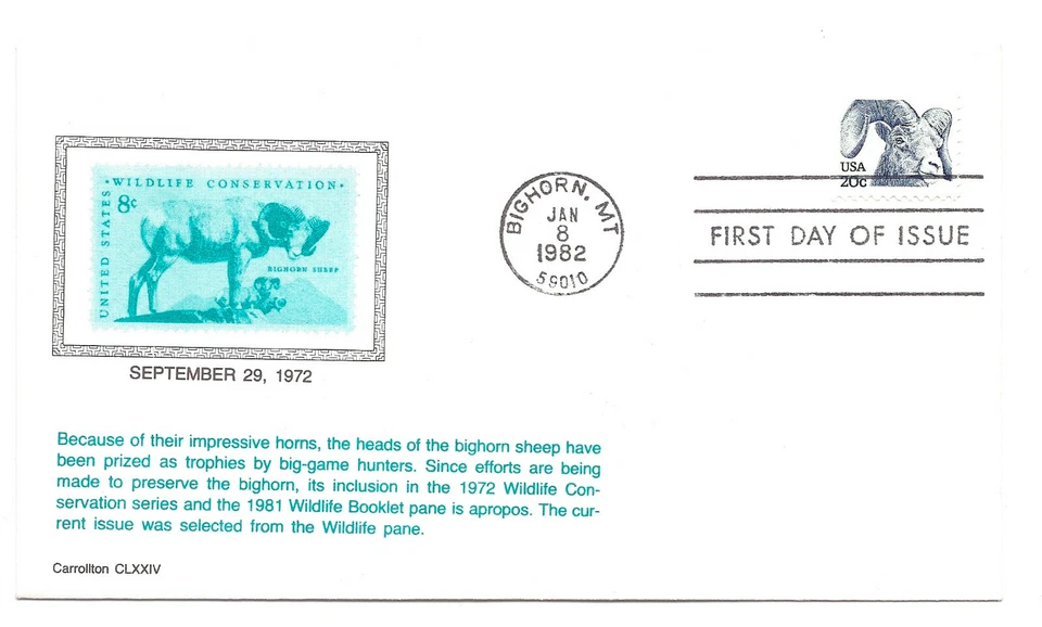 1949 Bighorn Sheep  Carrollton FDC - Image 1 of 1