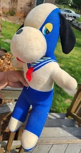 VINTAGE BLUE & WHITE SAILOR DOG PLUSH~18" 70'S~DAN BRECHNER PLUSH TOY CO. - Picture 1 of 14