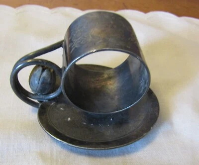 Antiguo anillo de servilleta victoriano figurativo lirio de agua Meriden  Foto 1 de 4