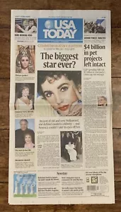 Elizabeth Taylor USA Today March 24, 2011 Commemorative Edition - Picture 1 of 2
