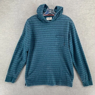 Camisa Billabong Adulto Grande Sudadera con Capucha Suéter Azul Verde Rayas Bolsillo en el Pecho Foto 1 de 4