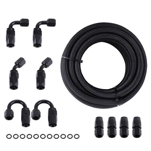 20Feet 6AN Stainless Steel Braided Fuel Line+10Pcs Push Lock Fitting Hose Kits - Bild 1 von 12