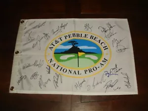 2014 PEBBLE BEACH GOLF LINKS FLAG - AT&T NATIONAL PRO AM - Signed 21 Autographs - Picture 1 of 7