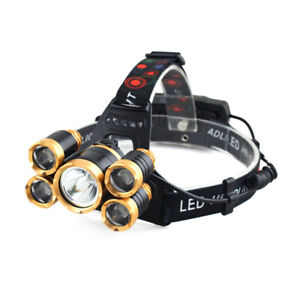 LED Headlamps Super Bright 5 LED High Lumen Rechargeable Zoomable Wateproof