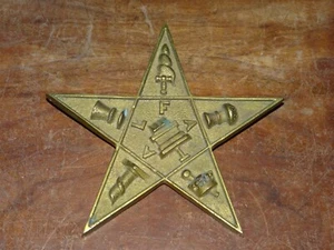 Vintage 6" Metal Order of The Eastern Star Medallion Antique Brass Plaque - Picture 1 of 7