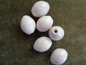 Bead, porcelain and ceramic, white, 28x22mm-29x23mm oval. Sold per pkg of 6. - Picture 1 of 2