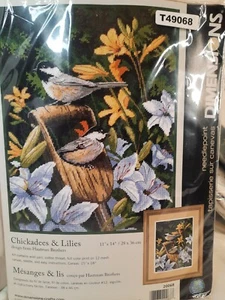 Dimensions Needlepoint Kit Chickadees & Lilies 11 x 14" Hautman Brothers NEW - Picture 1 of 4