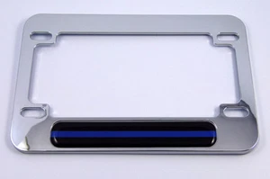 Police thin blue line flag Motorcycle Bike ABS Chrome Plated License Plate Frame - Foto 1 di 2