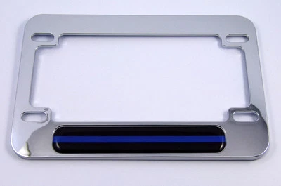 Police thin blue line flag Motorcycle Bike ABS Chrome Plated License Plate Frame Foto 1 de 2