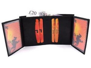 CARTERA DE CUERO GENUINO NEGRA DE CALIDAD PREMIUM SÚPER SUAVE PARA HOMBRES TARJETERO - Imagen 1 de 9