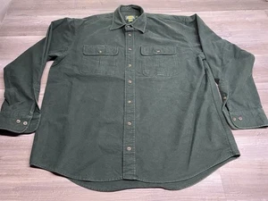 Camicia vintage Cabelas uomo XL alta camoscio verde flanella bottoni cotone campo - Foto 1 di 5