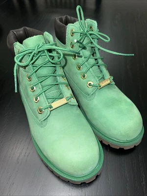 Timberland Premium 6 Pulgadas Impermeable Nubuck Botas Verde Celta Niño’s Talla 1 M Foto 1 de 4