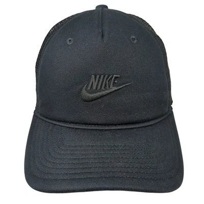 Nike Snapback Trucker Hat Black Large Adjustable Mesh Back Rise Cap - Image 1 of 4