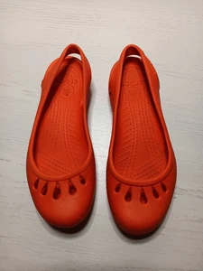 Crocs Malindi Slingback Sandals Orange Slip On Ballet Flat Shoes Womens Size 7 - Picture 1 of 4