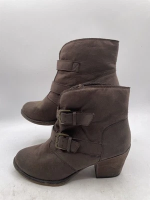 Botín Rocket Dog para mujer talla 6M marrón gamuza hebilla punta redonda tacón bloque Foto 1 de 4