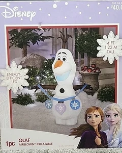 NUEVO Disney Frozen 4 pies Olaf LED iluminado soplado por aire inflable vacaciones de Navidad  - Imagen 1 de 3