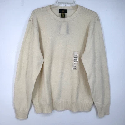 Club Room Mens Small Pullover Sweater Cream 100% Lambswool Wool Long Sleeves - Image 1 of 4