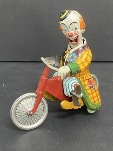 TECHNOFIX FRÖHLICHER CLOWN RADFAHRER BLECHSPIELZEUG ZUM AUFZIEHEN ZIRKUSCLOWN AUF FAHRRAD GERMANY - Bild 1 von 10